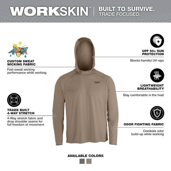 Milwaukee Workskin Hooded Sun Shirt-Sandstone Xl