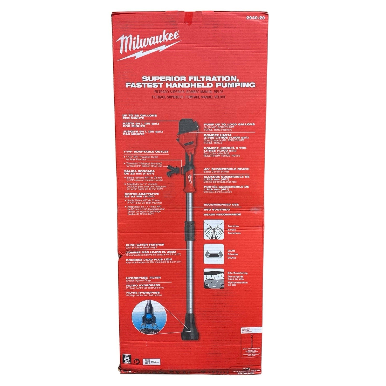 Milwaukee 2940-20 M18 18V Brushless Cordless Stick Transfer Pump - Bare Tool