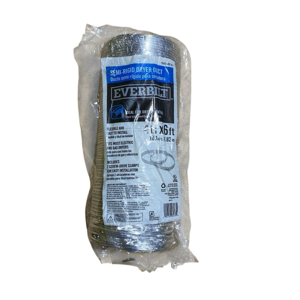 Everbilt Semi-Rigid Dryer Duct w/ 2 Clamps 6' x 4" 98271 - SEE PHOTOS