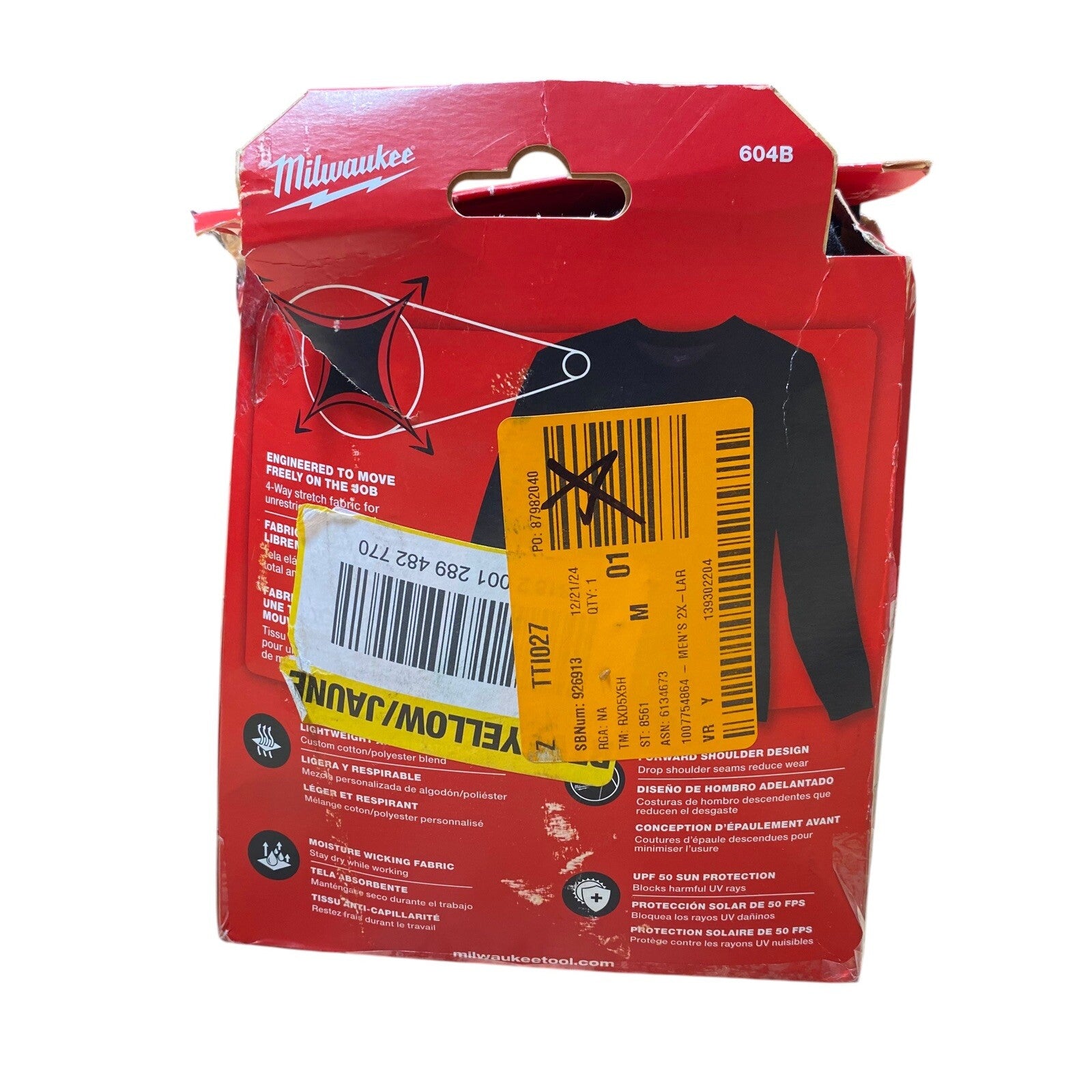 Men's 2X-Large Black Cotton/Polyester Long-Sleeve Hybrid Work T-Shirt