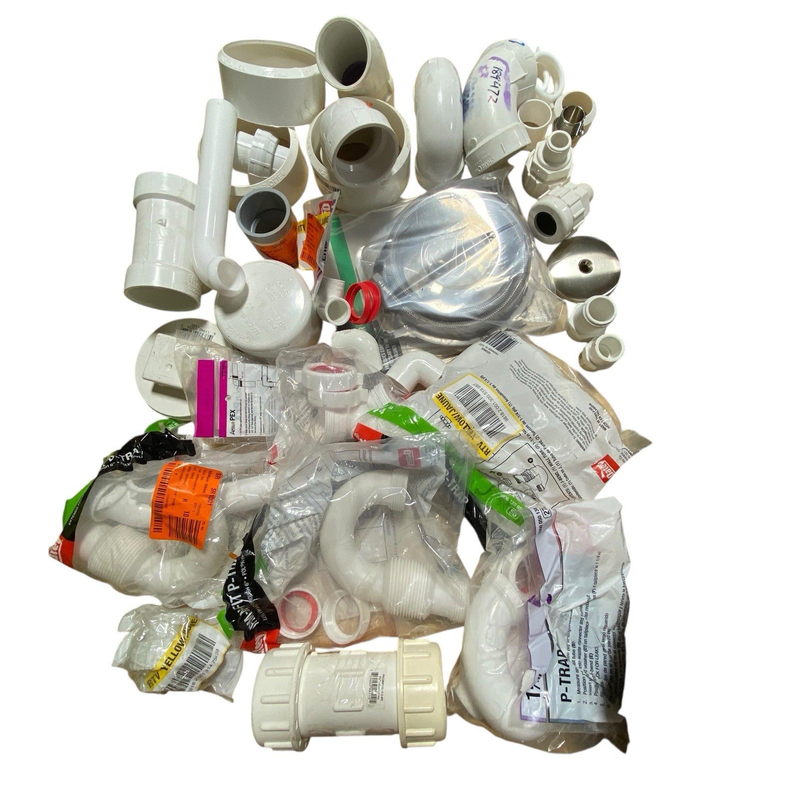 Lot of Mixed PVC Plumbing Fittings & Connectors Couplings Traps Drain Plumbers