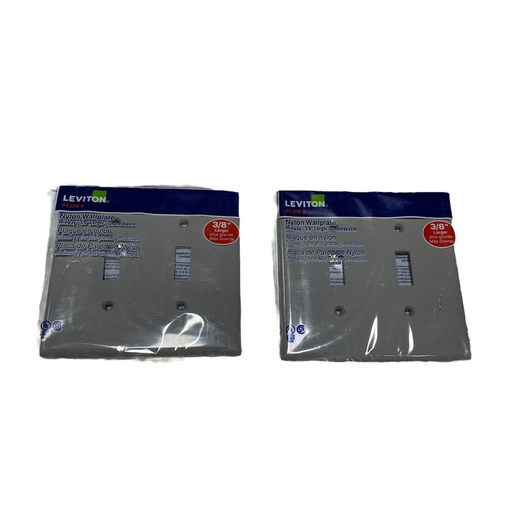 2 Leviton Gray 2-Gang Midway UNBREAKABLE Toggle Switch Cover Wallplates PJ2-GY