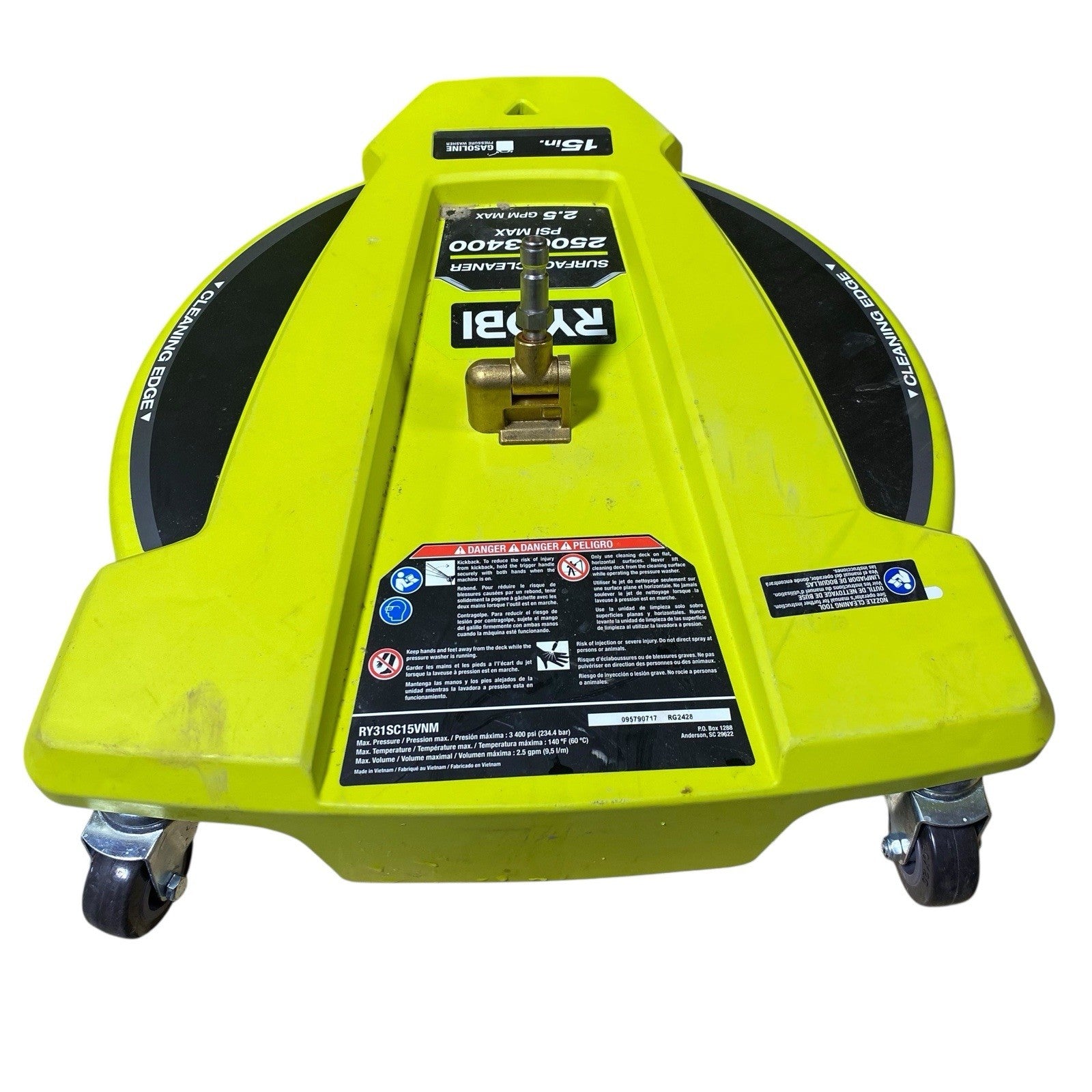 Ryobi RY31SC15 - 15" 3400PSI Gas Pressure Washer Surface Cleaner W/ Wheels- Used