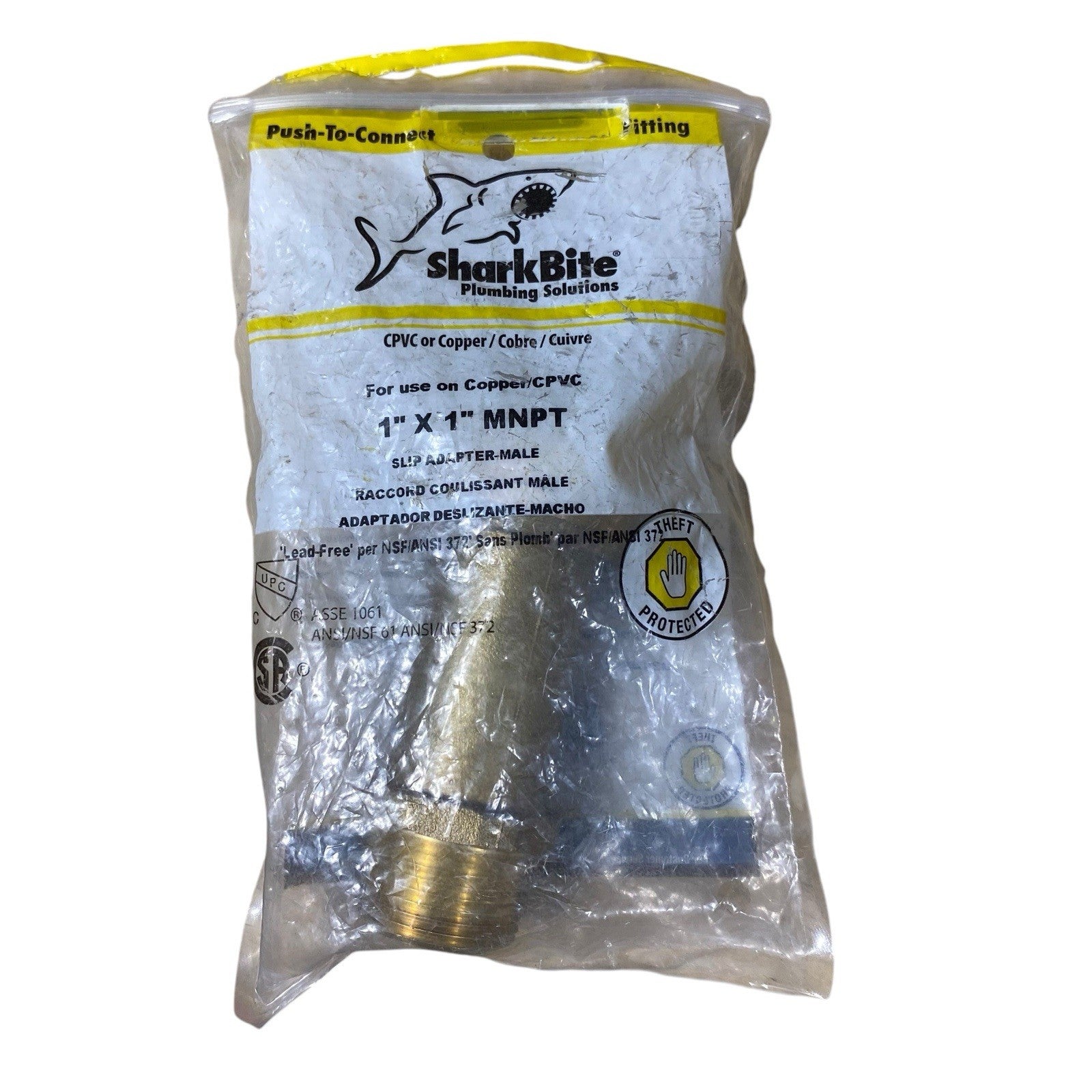 SharkBite U3140LFA Push Fit Slip Coupling Copper / PVC, 1” x 1” x MNPT
