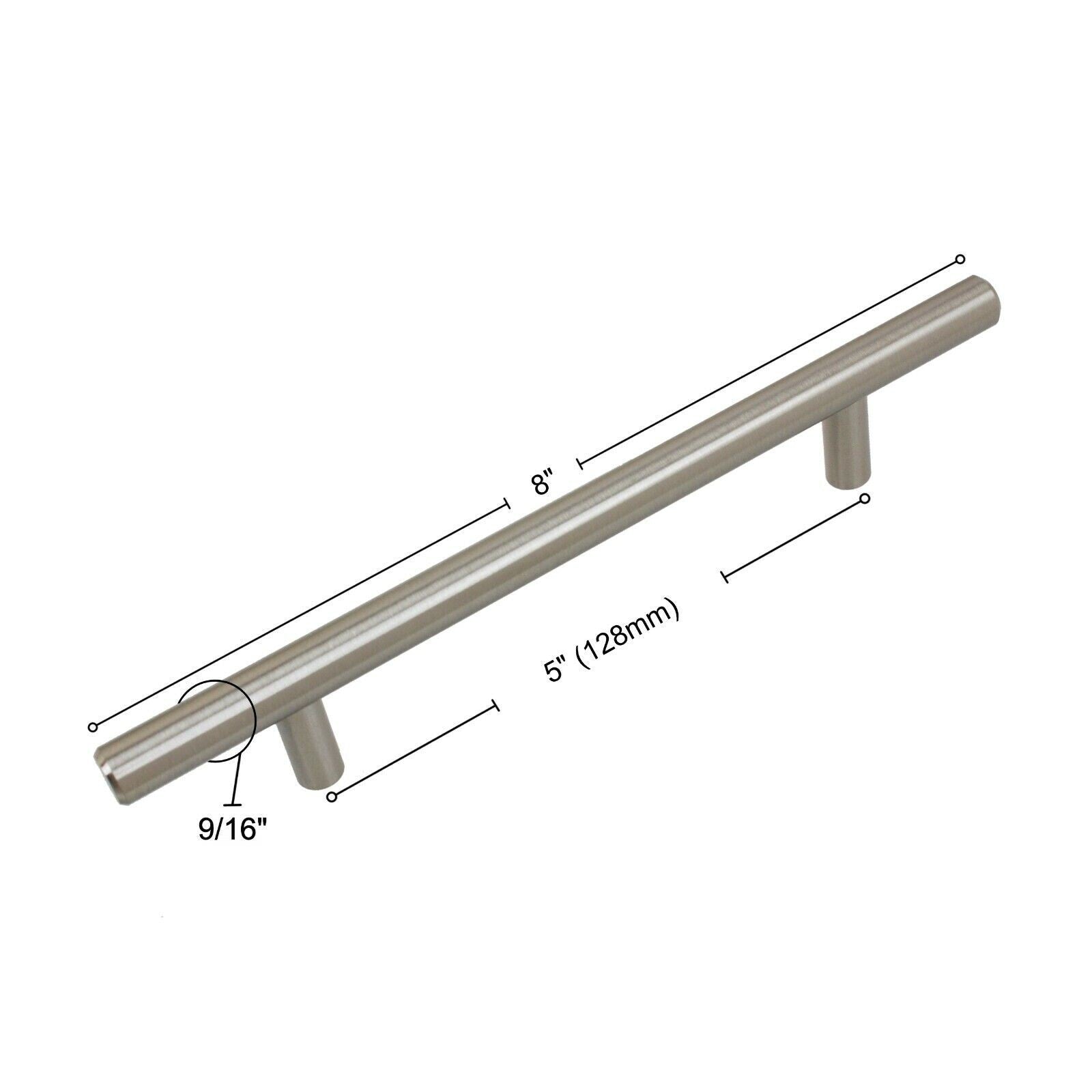 GlideRite 8" Large Solid Bar Thick Cabinet Pull Stainless Steel - 7008-128-SS-1