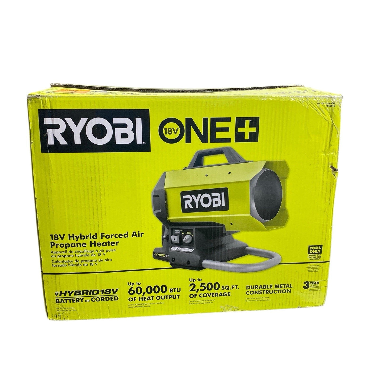 Ryobi PCL801B ONE+ Cordless Hybrid Forced Air Propane Heater (Tool Only) NEW