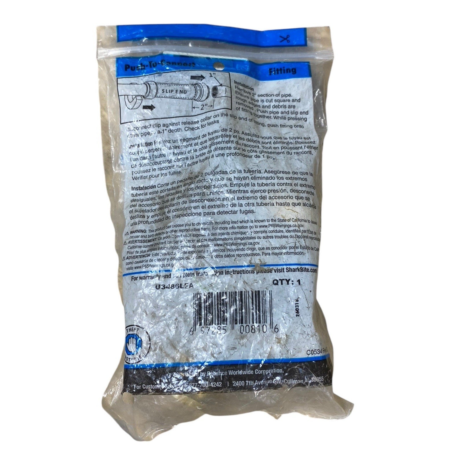 SharkBite Push to Connect 3/4 in. PTC X 3/4 in. D PTC Brass Threaded Center Tee