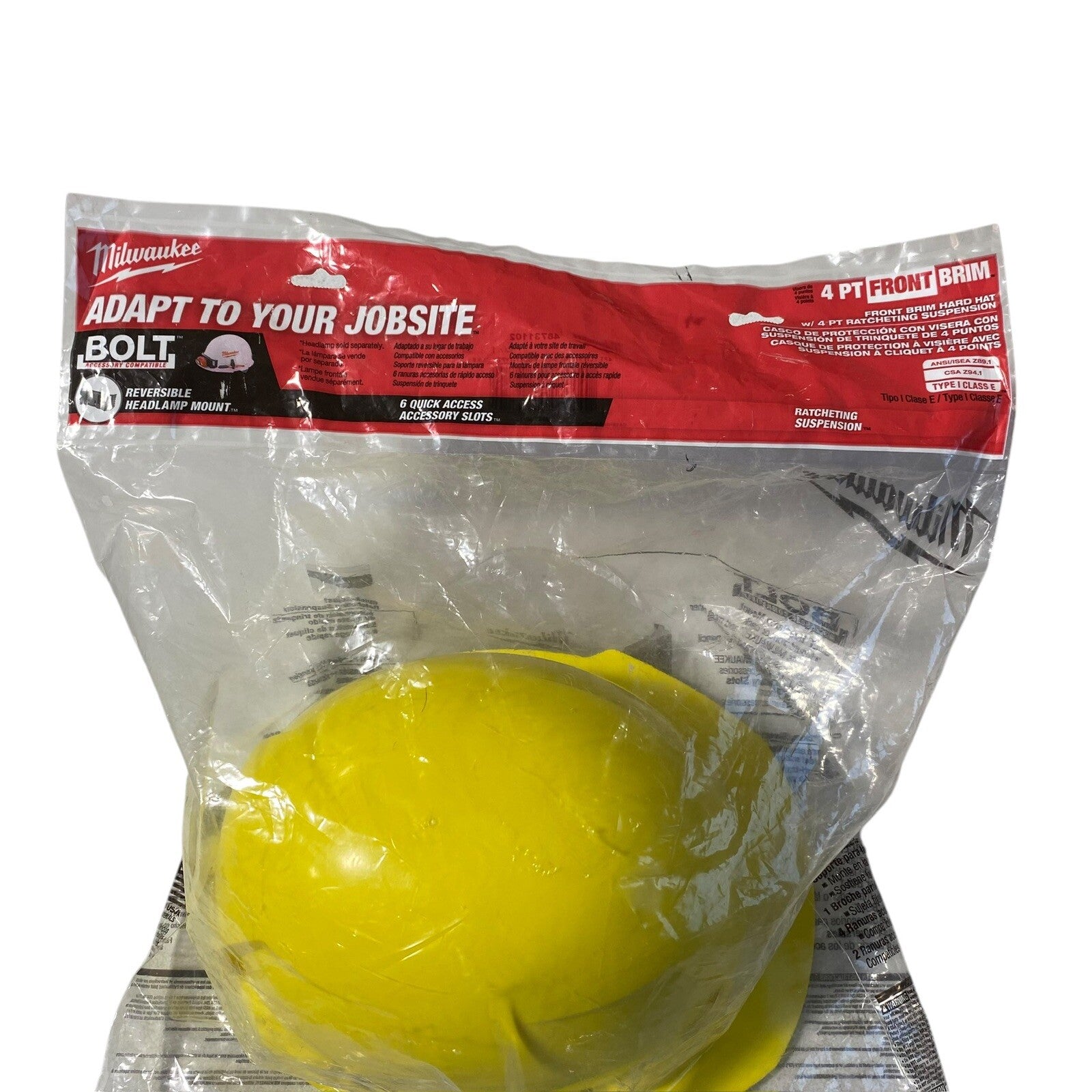 Milwaukee Tool 48-73-1102 Front Brim Yellow Front Brim Hard Hat W/4Pt