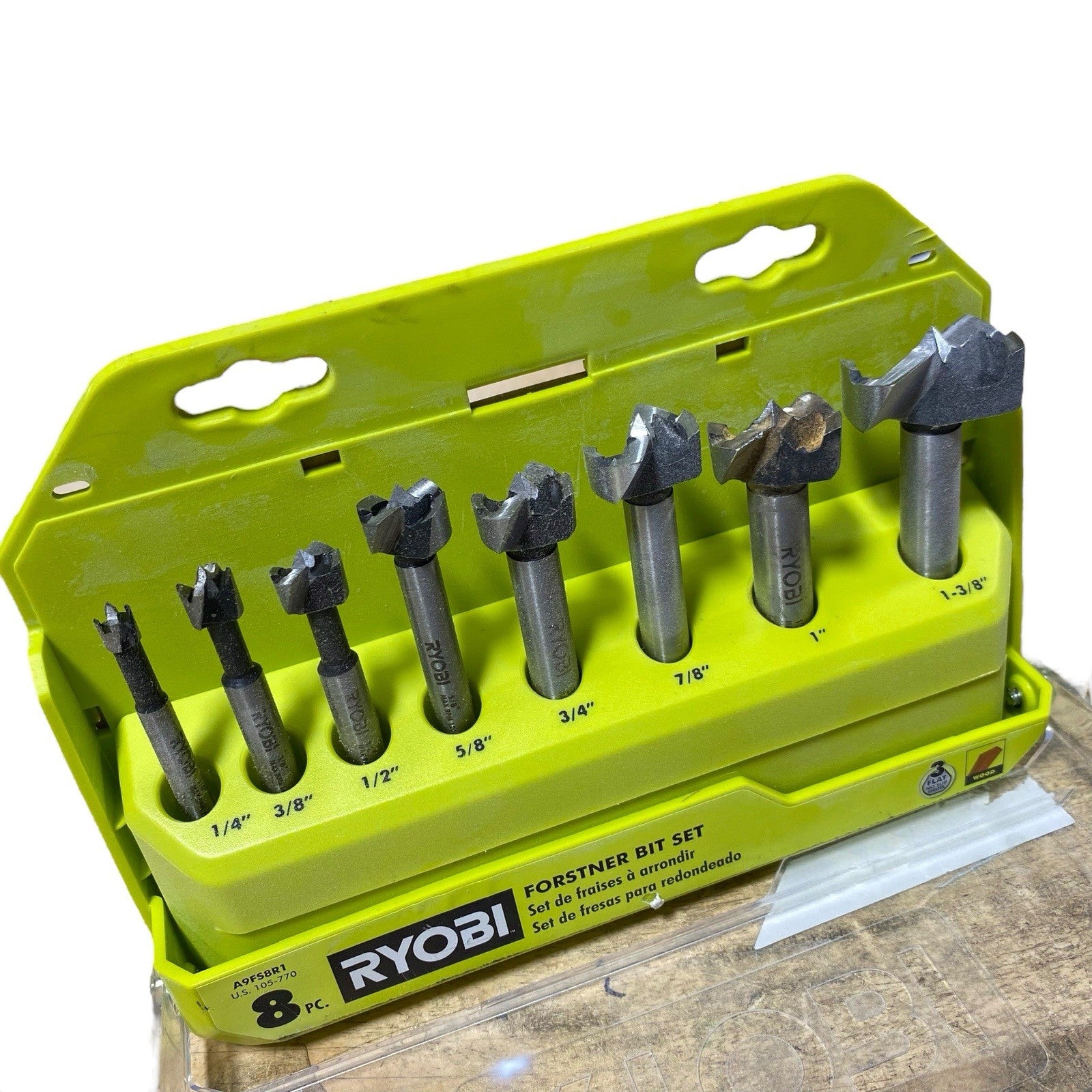 Ryobi 8pc Forstner Bit Set for Woodworking  A9FS8R1 - AS SHOWN