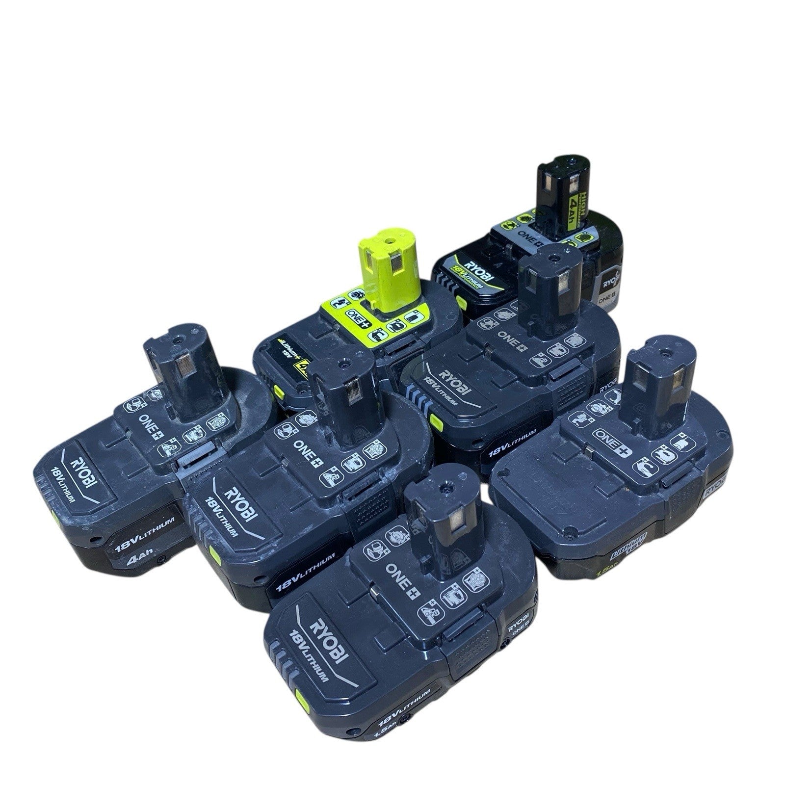 Ryobi Battery Lot of 7 (4Ah, 1.5Ah) 18-Volt Batteries for PARTS OR REPAIR ONLY