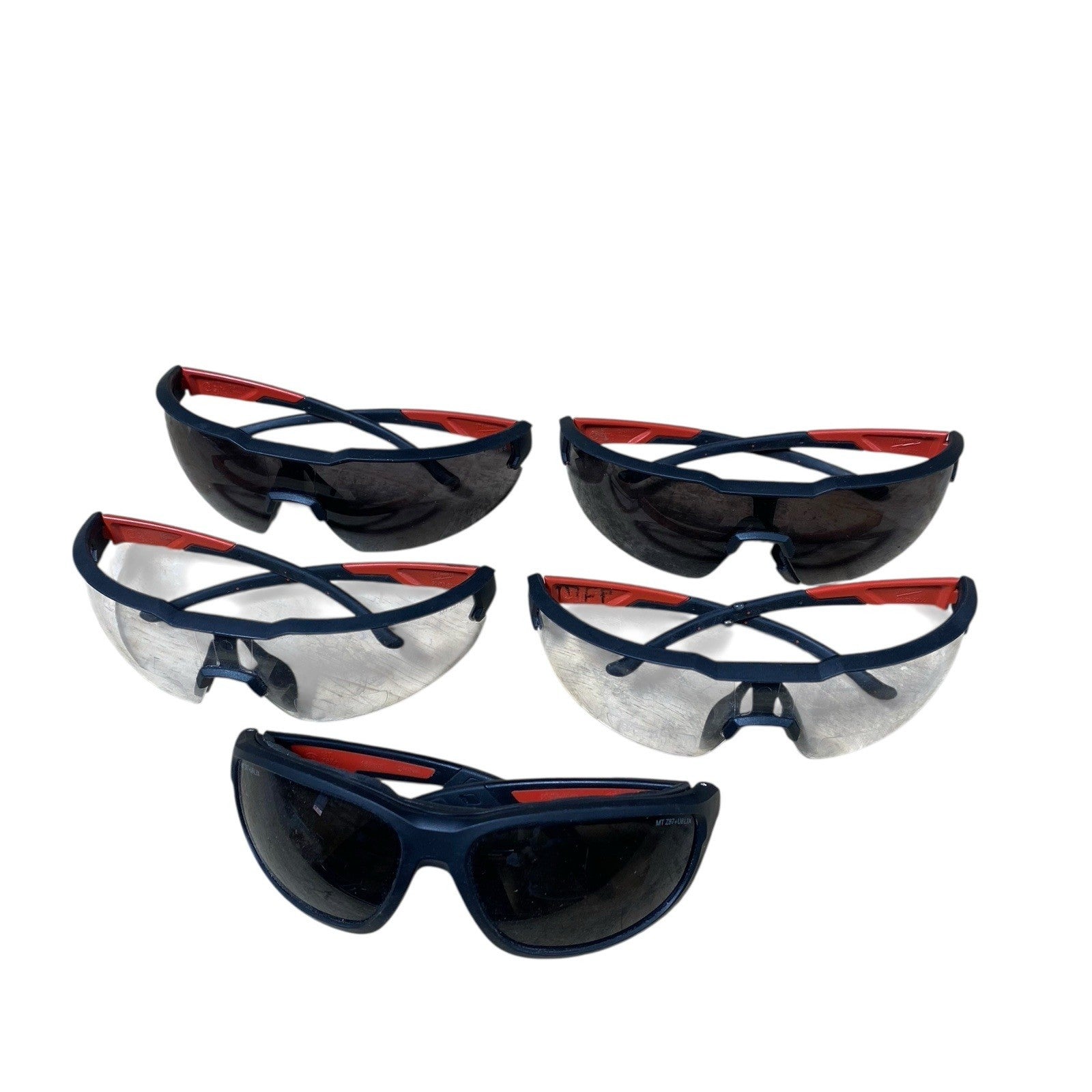 Milwaukee Safety Glasses Lot of 5 Used Clear Tinted - 1 w/ Gasket