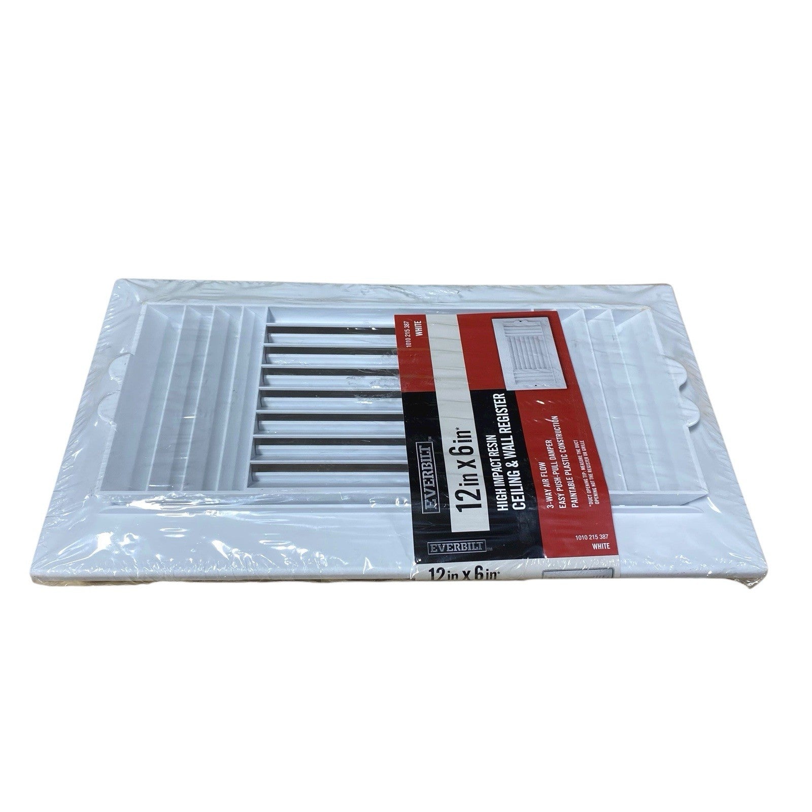 Everbilt 12"x6" Ceiling / Wall Register 3-Way Airflow White Plastic Free US Ship