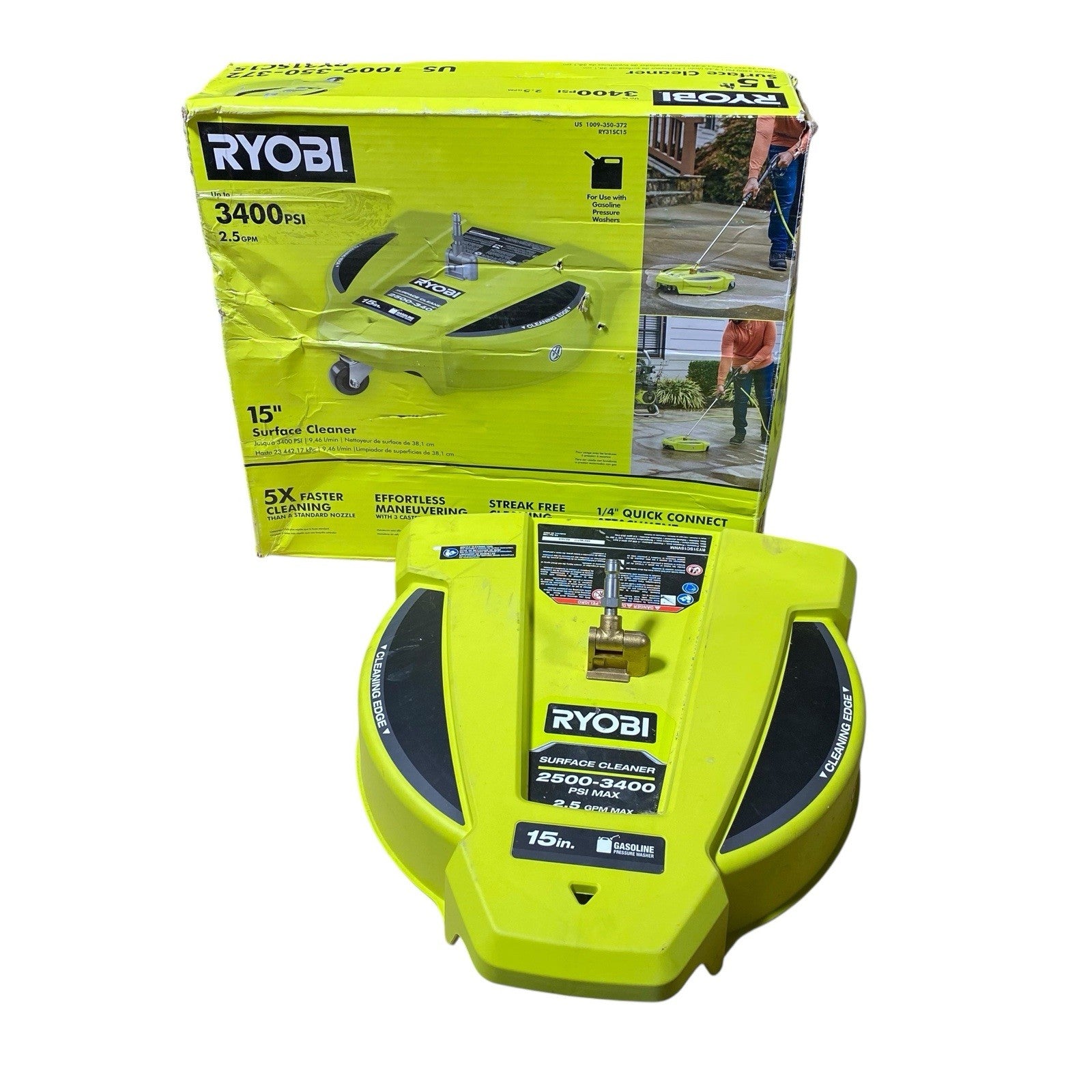 Ryobi RY31SC15 - 15" 3400PSI Gas Pressure Washer Surface Cleaner W/ Wheels- Used