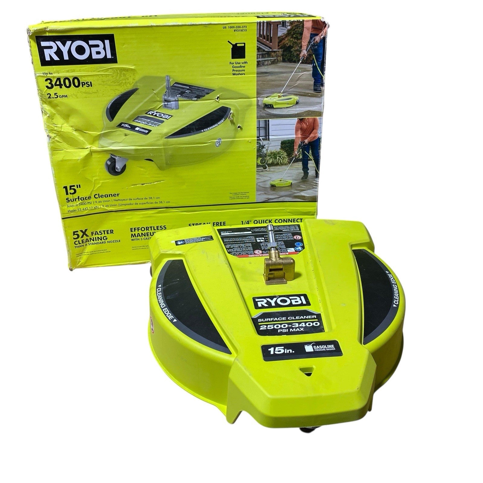 Ryobi RY31SC15 - 15" 3400PSI Gas Pressure Washer Surface Cleaner W/ Wheels- Used