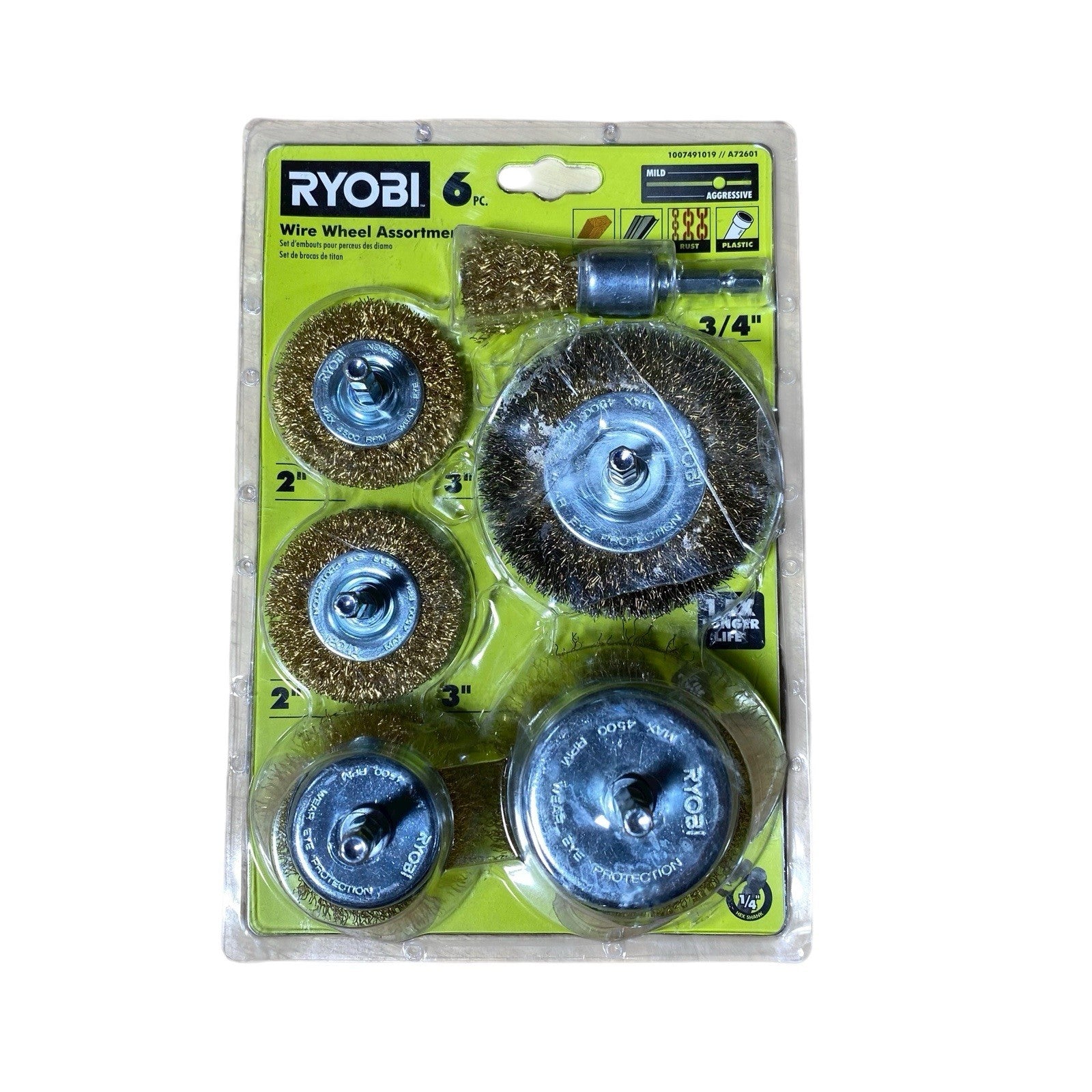 2 X RYOBI A72601 Wire Wheel Assortment Set 6-Piece | USED