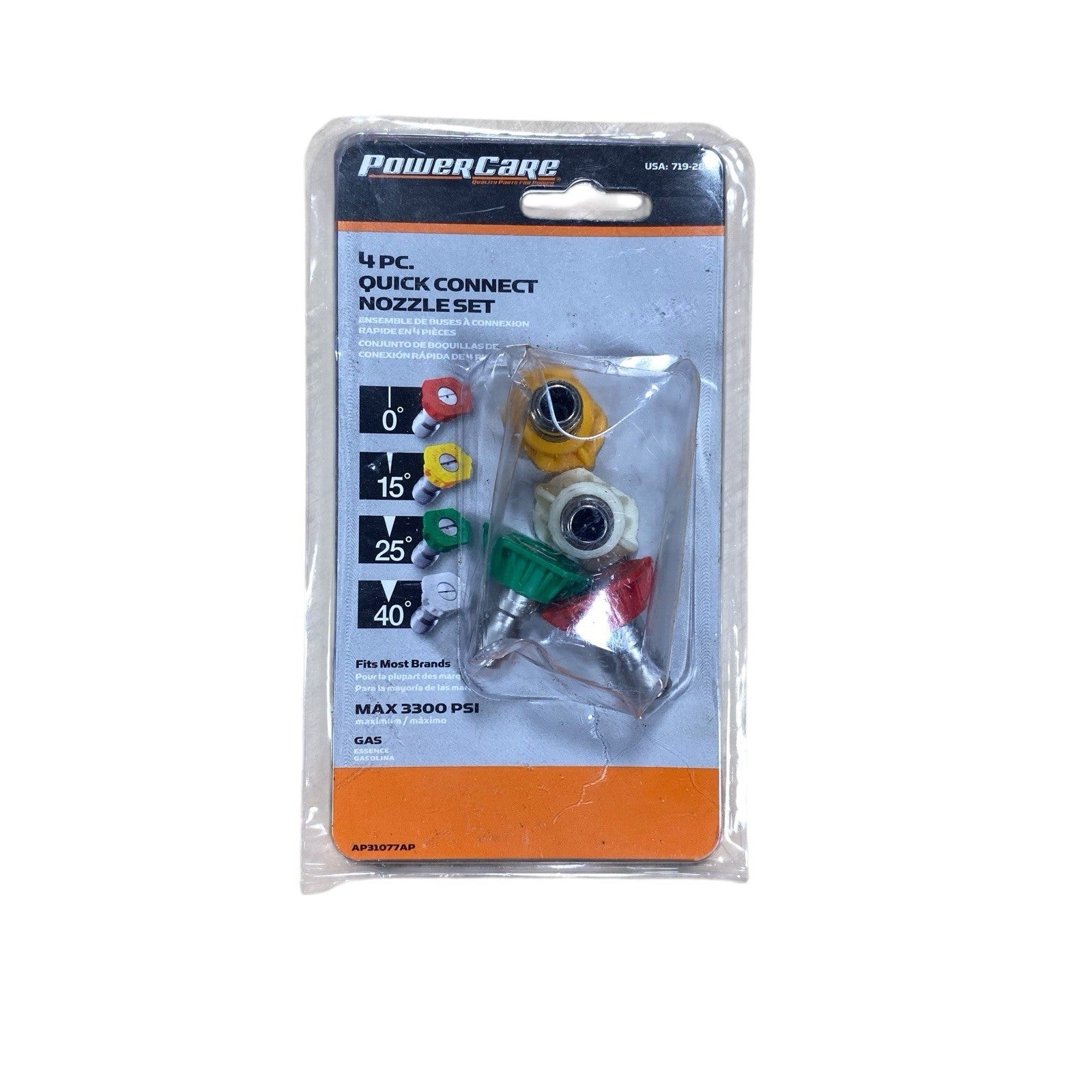 Power Care 4 Piece Quick Connect Pressure Washer Nozzle Set 3300 PSI AP31077AP