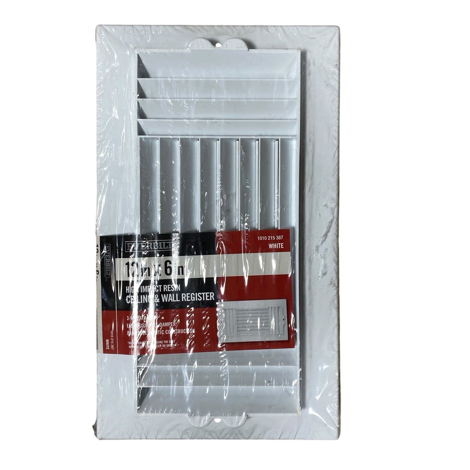 Everbilt 12"x6" Ceiling / Wall Register 3-Way Airflow White Plastic Free US Ship