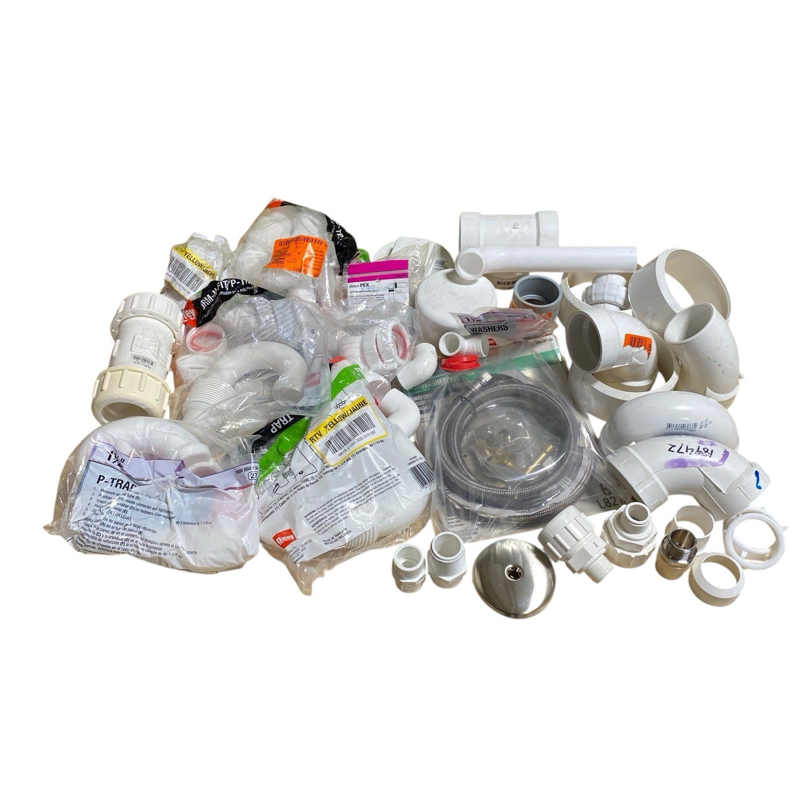 Lot of Mixed PVC Plumbing Fittings & Connectors Couplings Traps Drain Plumbers