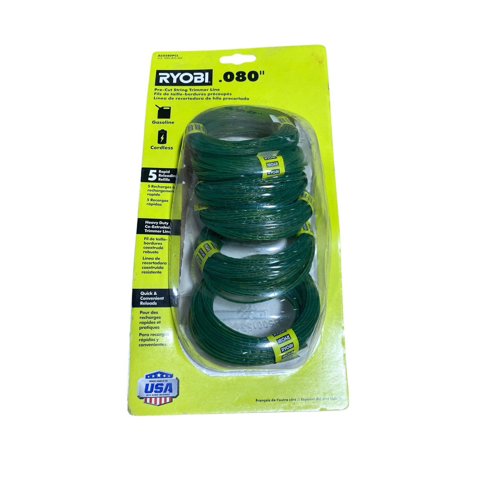 Ryobi AC0580PCL .080" X 16 Pre-Cut Spiral Heavy Duty Trimmer Line (6-Pack)