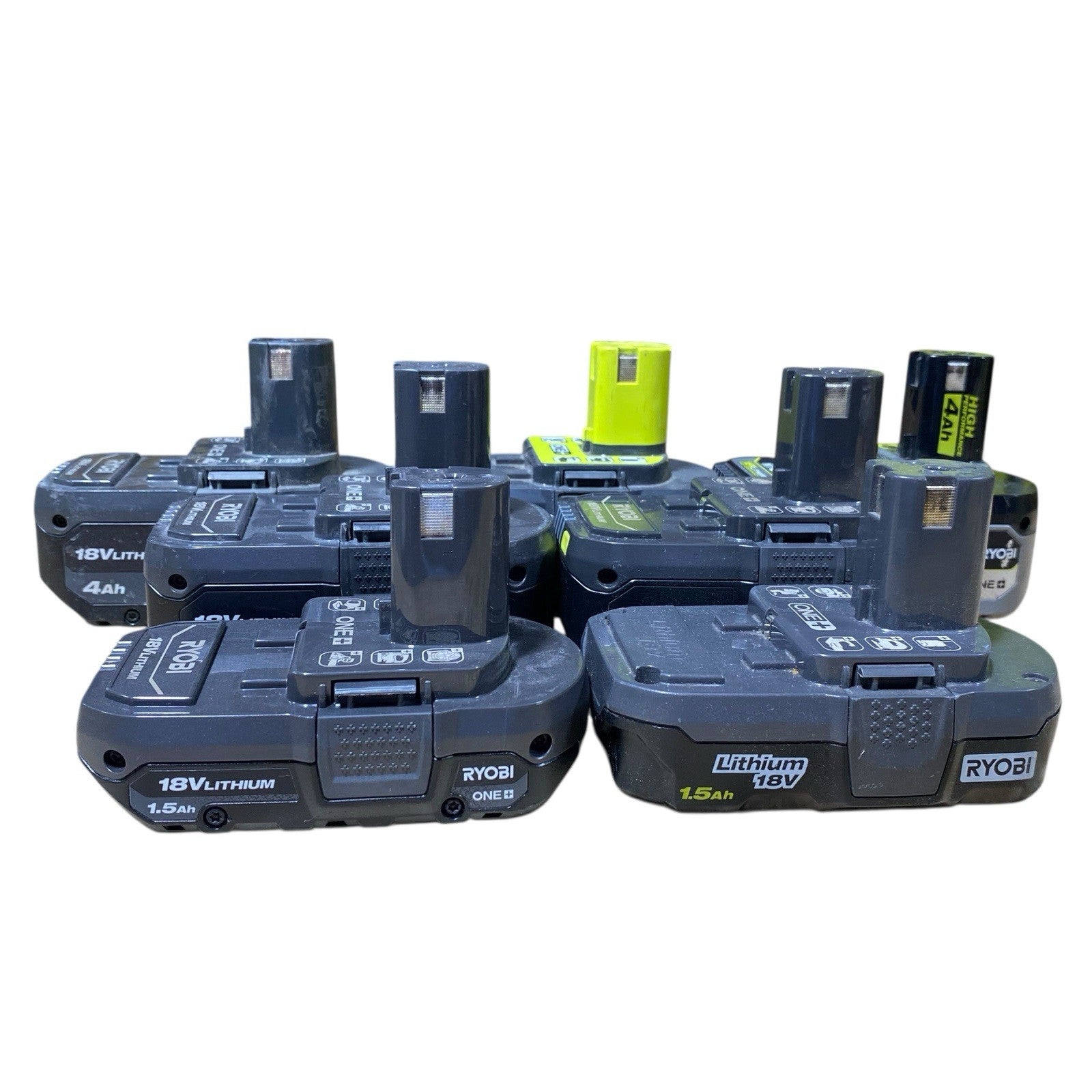 Ryobi Battery Lot of 7 (4Ah, 1.5Ah) 18-Volt Batteries for PARTS OR REPAIR ONLY