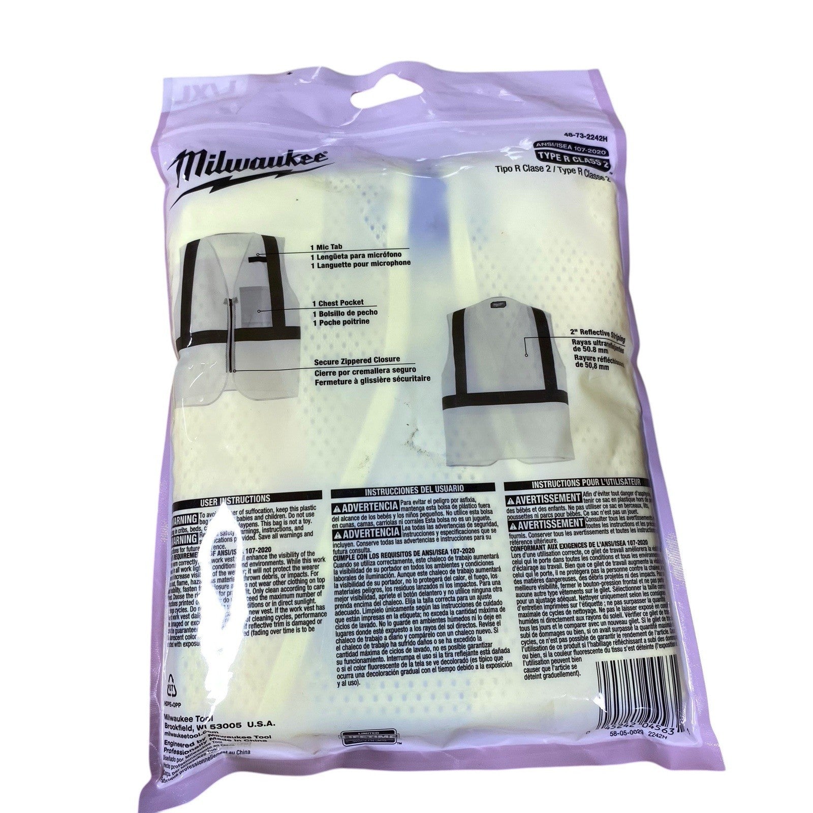 Milwaukee 48-73-2242H Class 2 High Visibility Yellow Safety Vest w Pocket L/XL