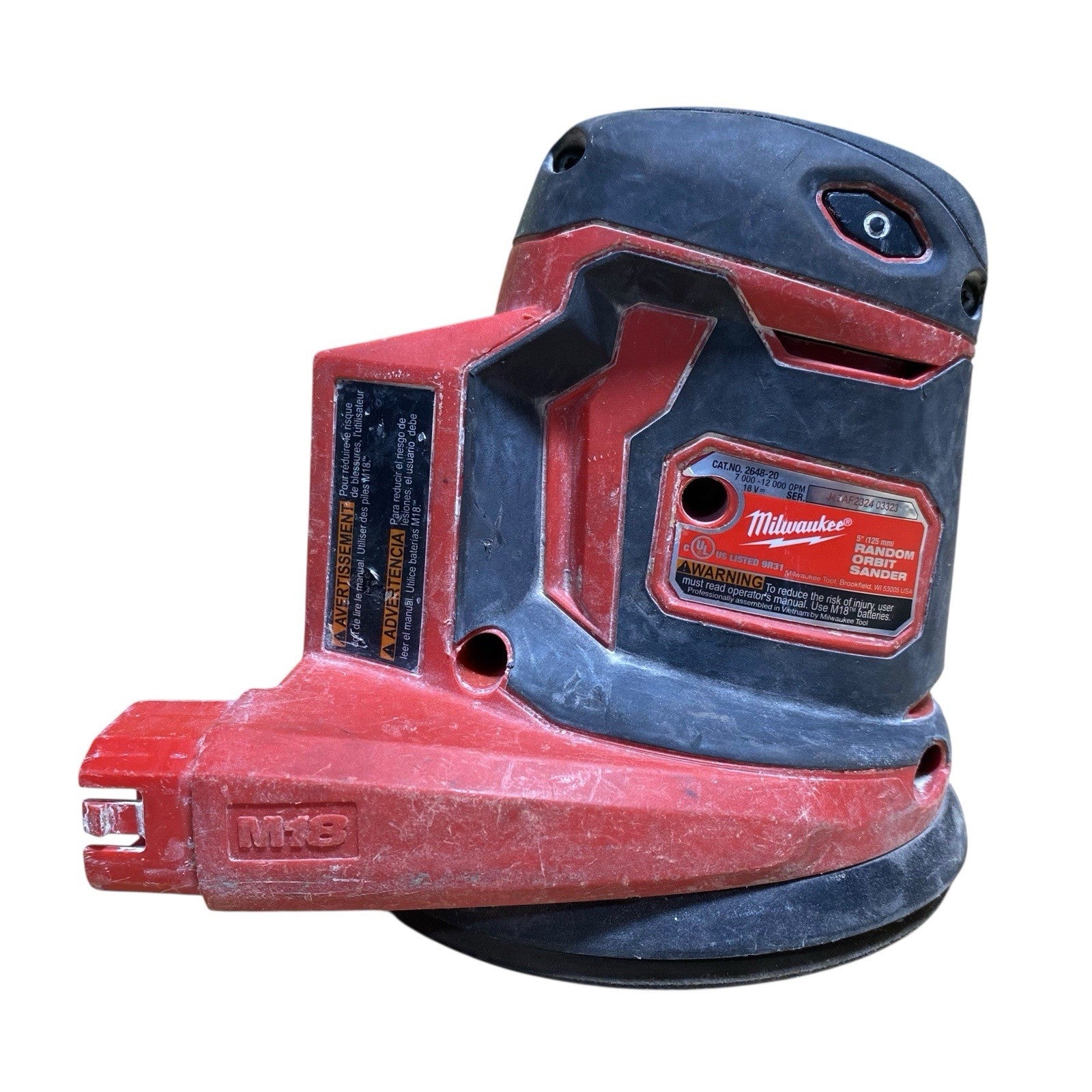 Milwaukee M18 2648-20 Random Orbit Sander (Tool Only) AS SHOWN - NO BAG