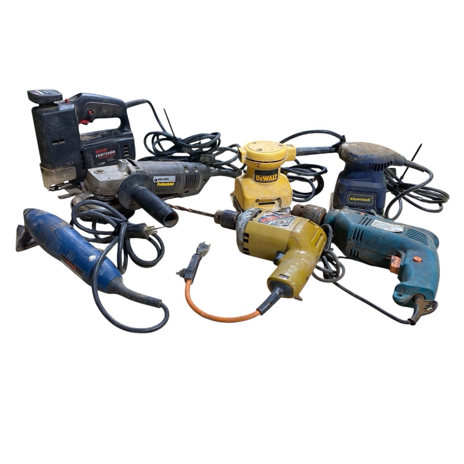 Vintage Craftsman Dewalt KRAFTtech Black & Decker Power Tools Lot PARTS/REPAIR