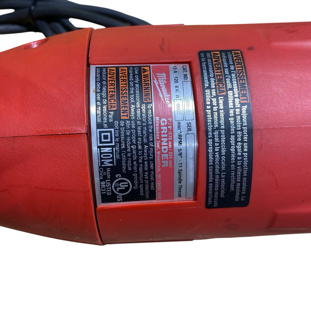 Milwaukee 6088-30 Heavy Duty Corded Electric 7"-9" Grinder Sander - READ FULLY