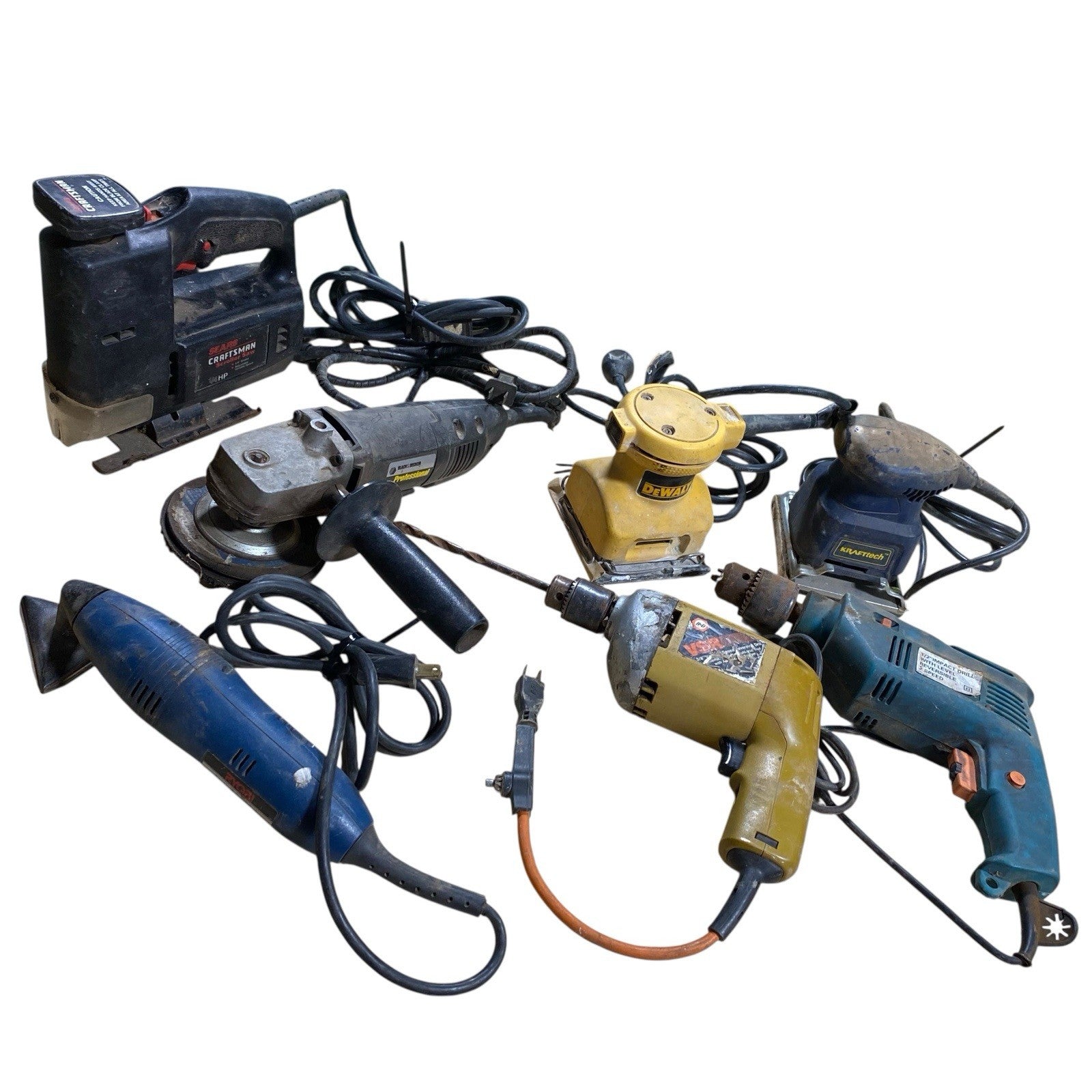 Vintage Craftsman Dewalt KRAFTtech Black & Decker Power Tools Lot PARTS/REPAIR