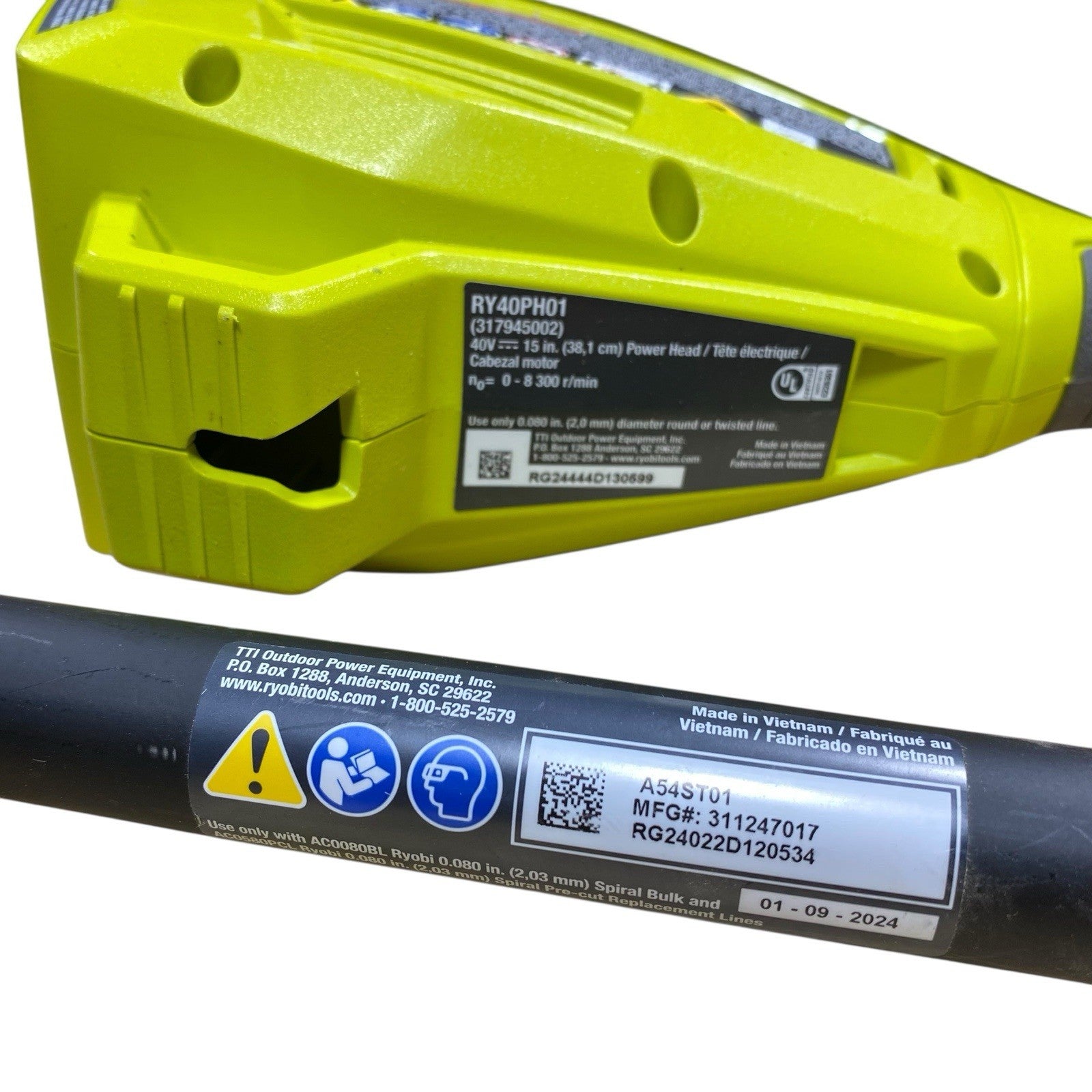 Ryobi RY40ST01 40V 15" Expand-It Attachment Capable String Trimmer - Used