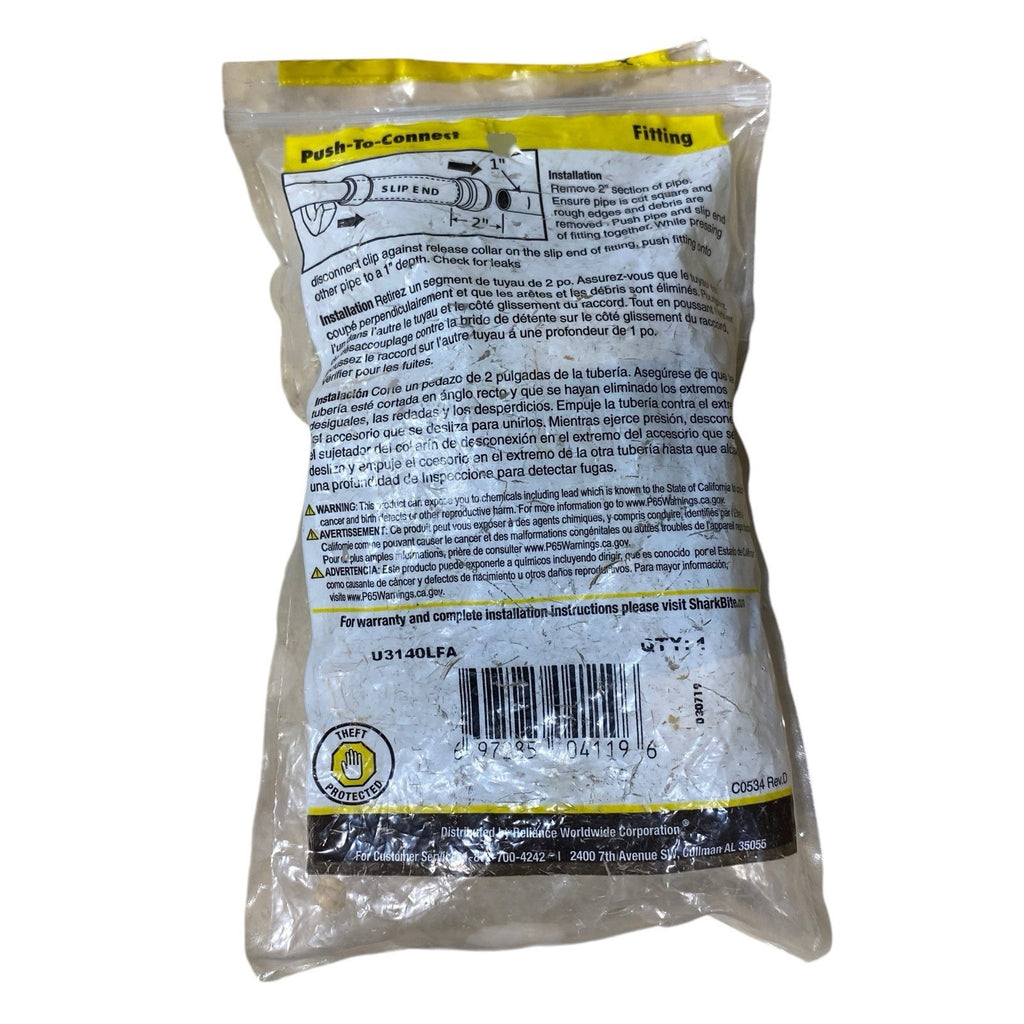 SharkBite U3140LFA Push Fit Slip Coupling Copper / PVC, 1” x 1” x MNPT