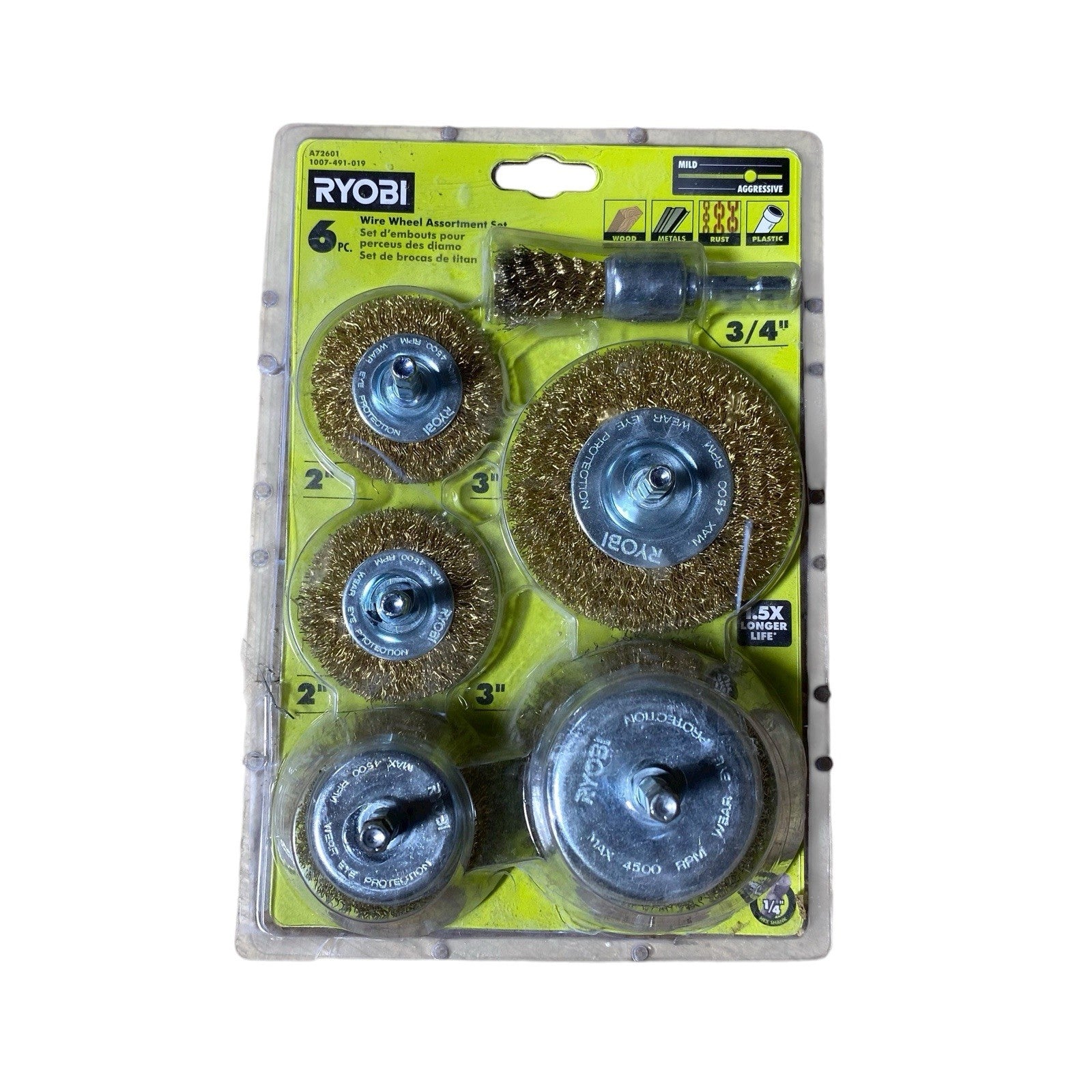 2 X RYOBI A72601 Wire Wheel Assortment Set 6-Piece | USED
