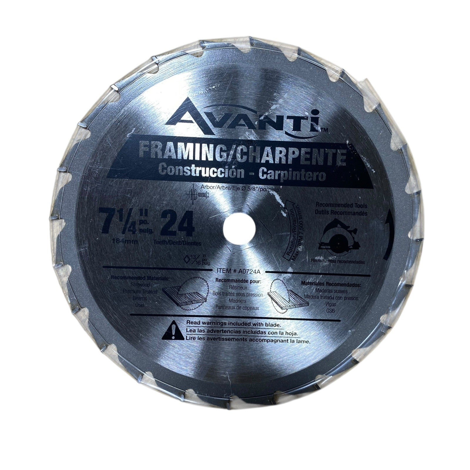 Avanti 7-1/4 In. 24-Tooth Framing Circular Saw Blade A0724A AvantiPRO A0724A