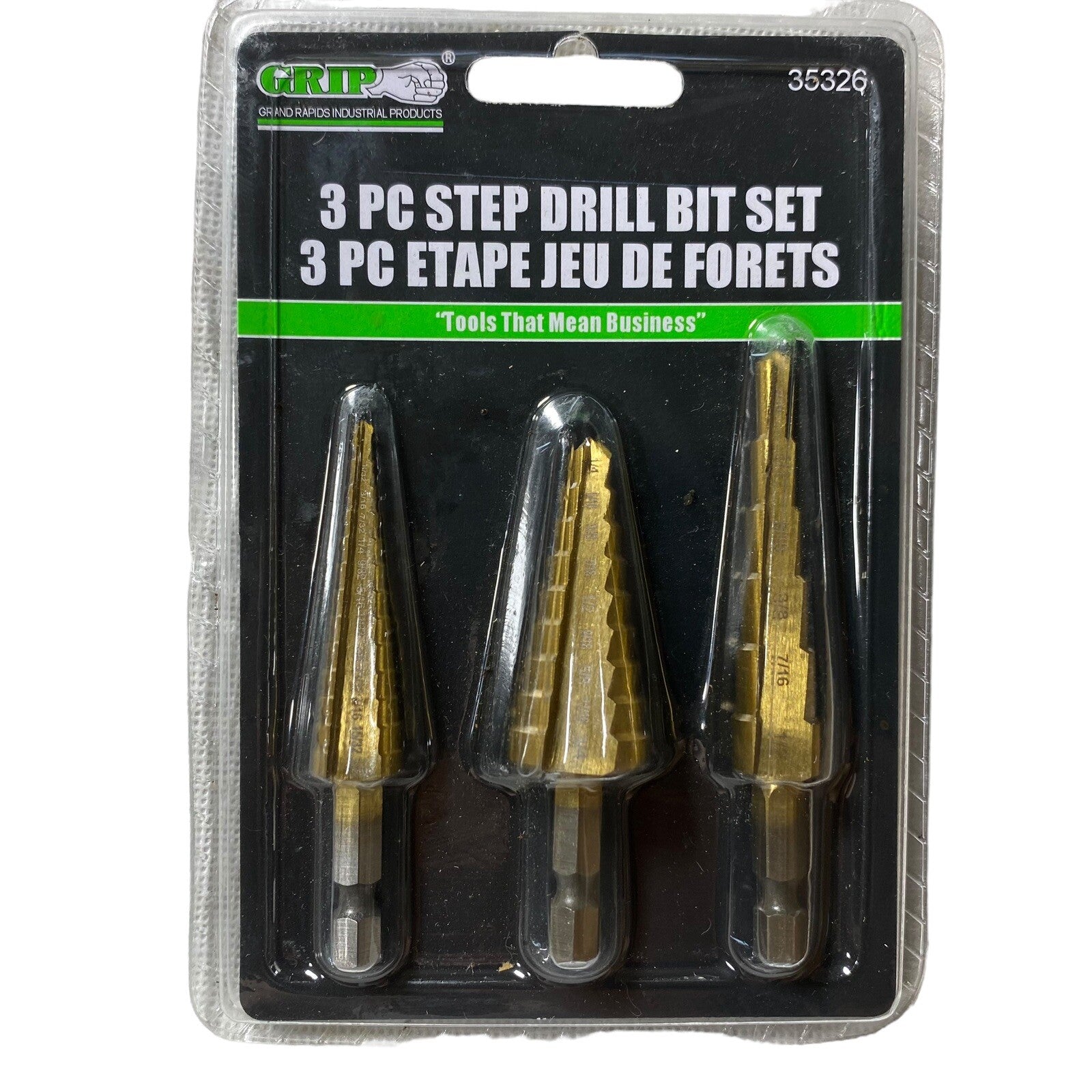 3pc GRIP QUICK CHANGE HEX SHANK TITANIUM STEP UNI DRILL BIT SET 3/16" - 3/4" 