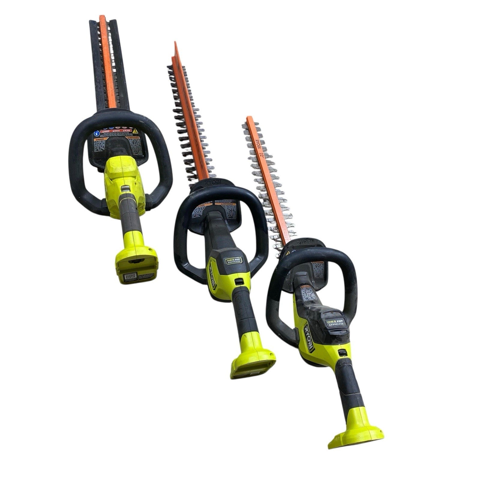 3 X RYOBI ONE+ HP 18V Brushless Hedge Trimmer Lot for PARTS OR REPAIR ONLY