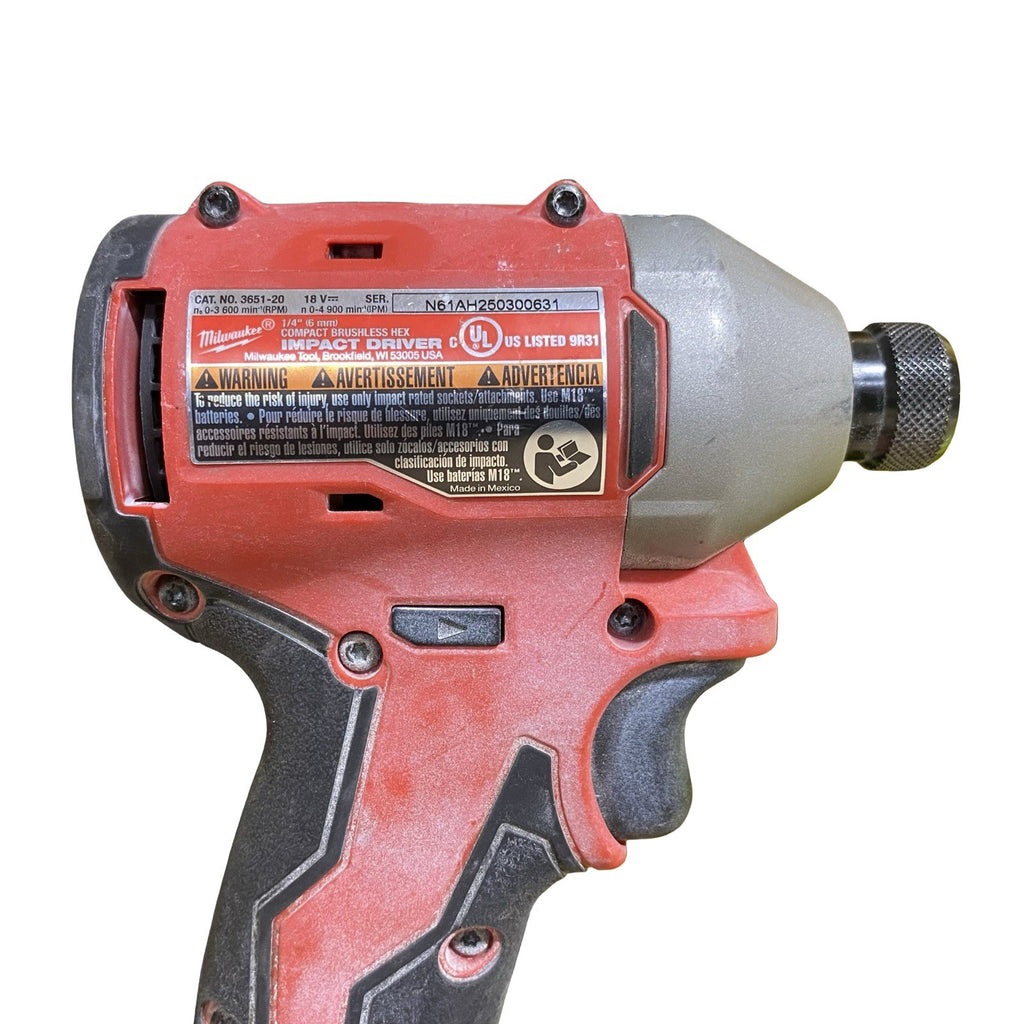 Milwaukee 3651-20 M18 Compact Brushless 1/4" Hex 3-Speed Impact Driver Tool Only