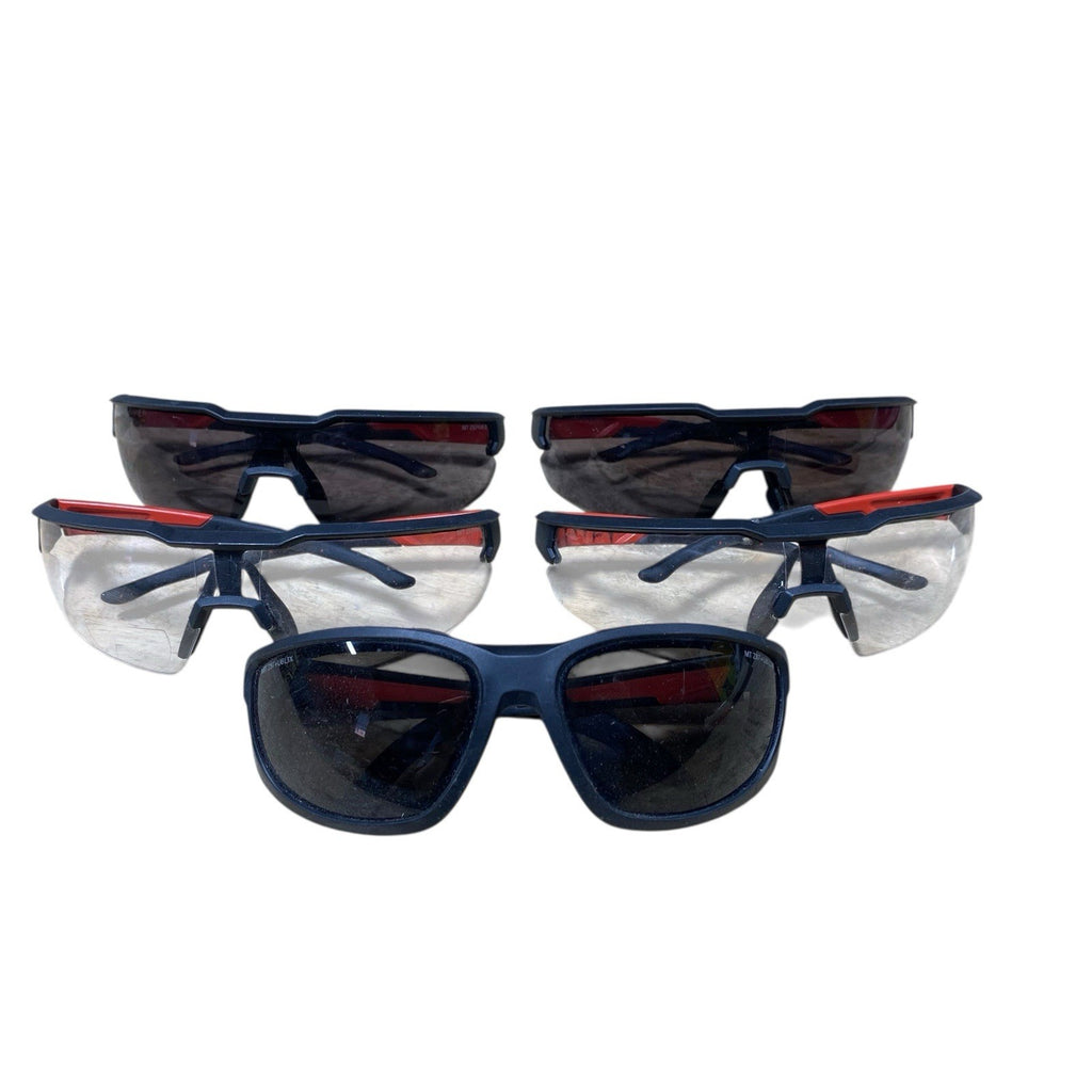 Milwaukee Safety Glasses Lot of 5 Used Clear Tinted - 1 w/ Gasket