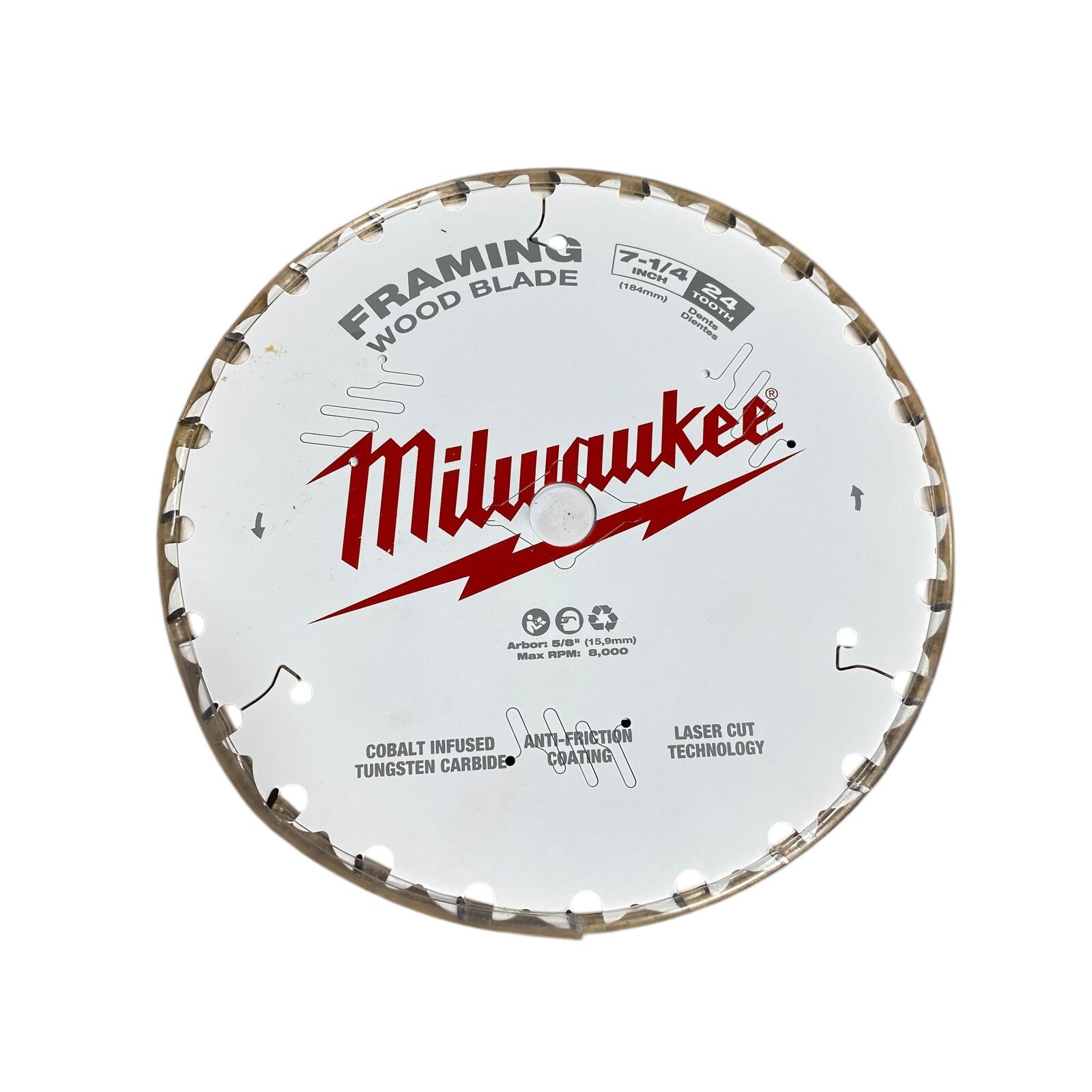 48-41-0720 7-1/4 24 Tooth Milwaukee Framing Wood Cutting Circular Saw Blade