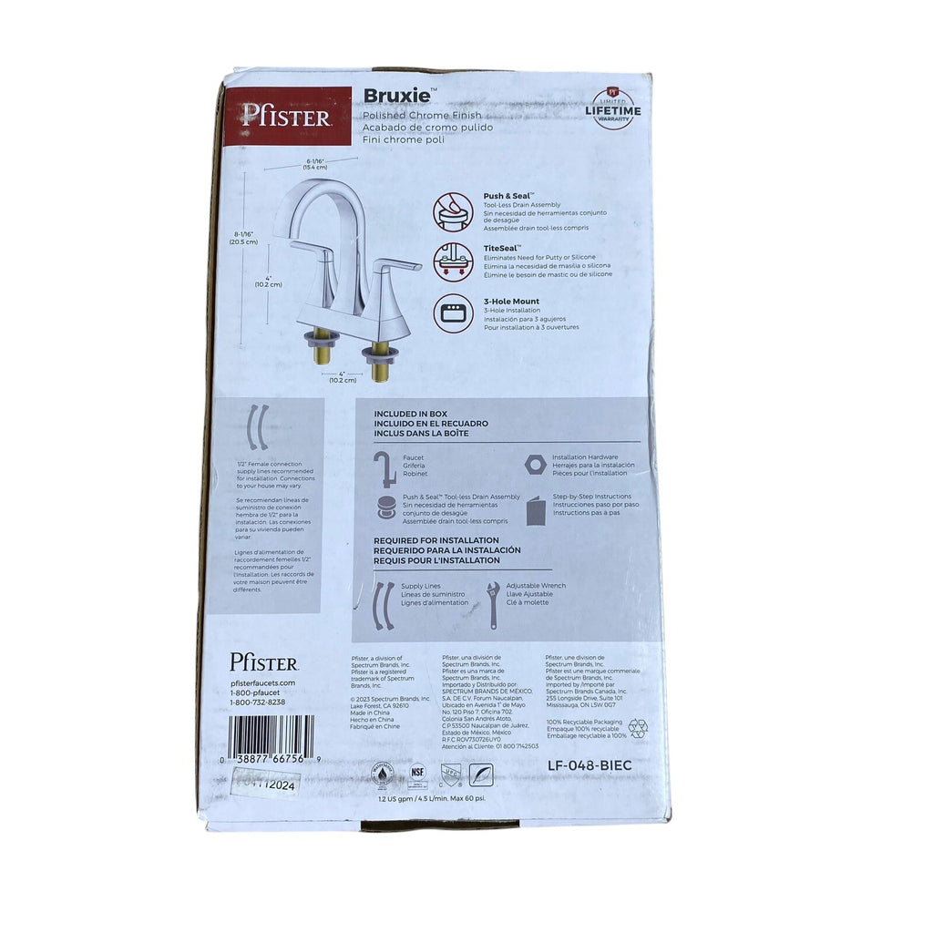 Pfister LF-048-BIEC Bruxie 4in Centerset 2-Handle Bathroom Faucet Chrome