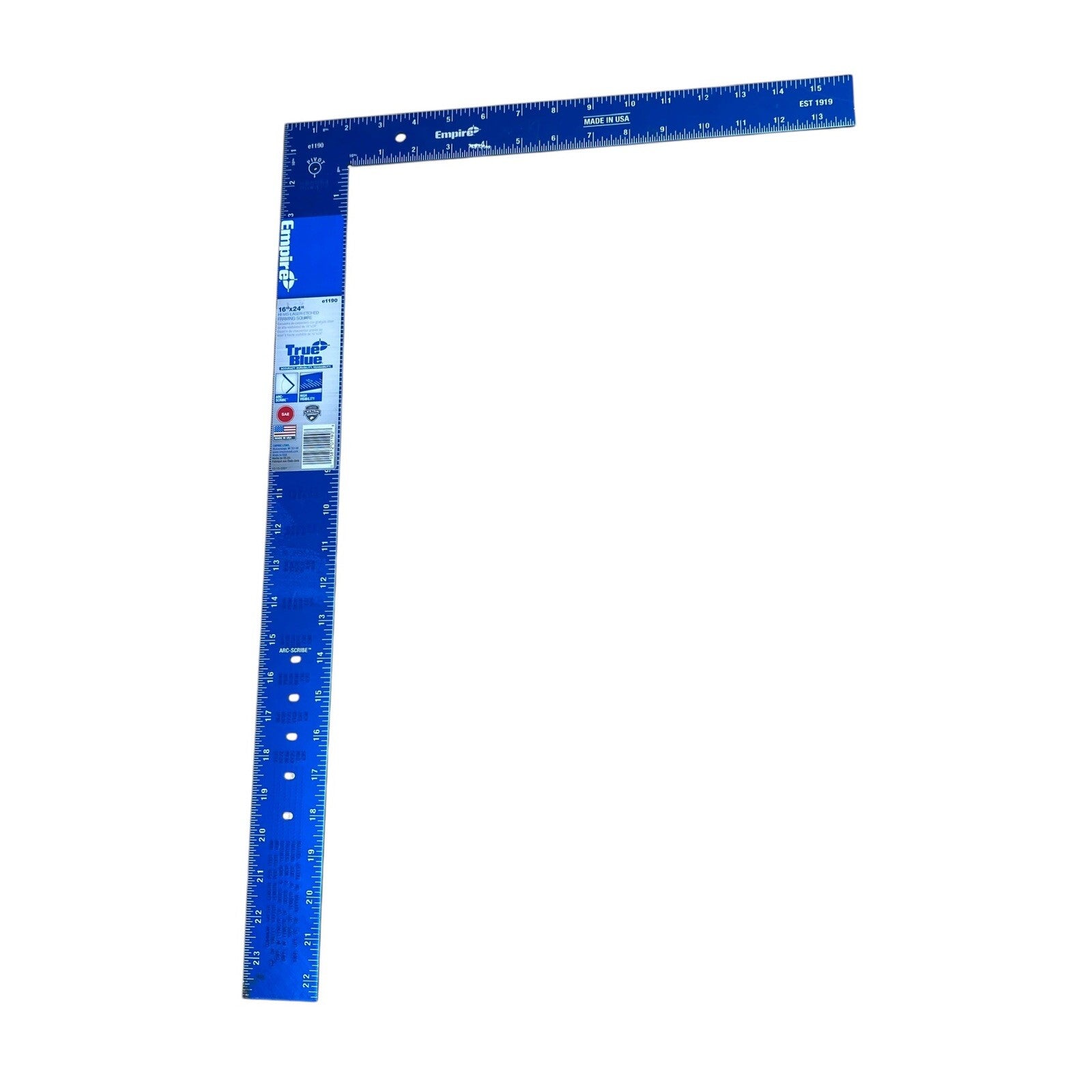 Level e1190 16-Inch by 24-Inch Professional Framing Square, Blue or Black Ano...