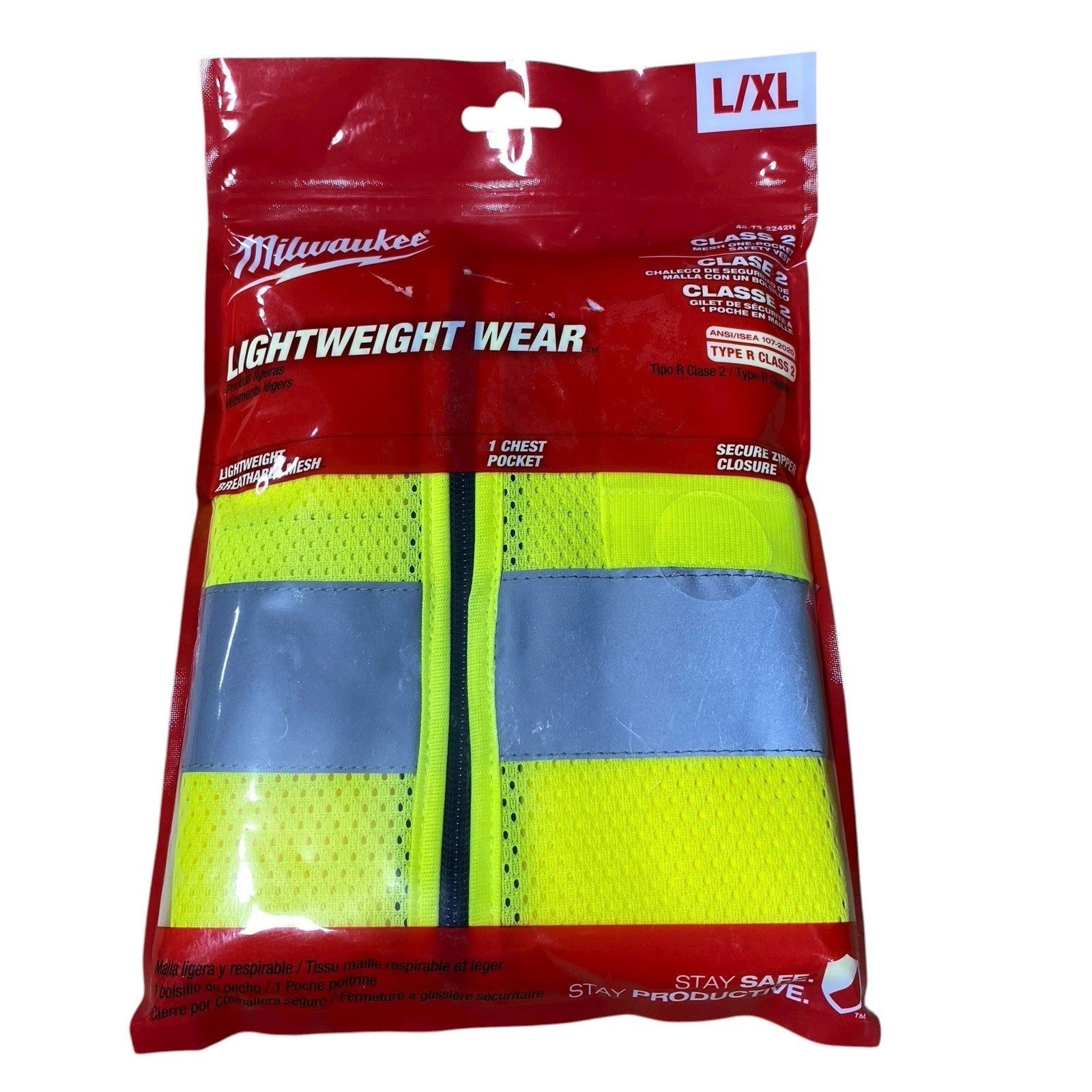 Milwaukee 48-73-2242H Class 2 High Visibility Yellow Safety Vest w Pocket L/XL
