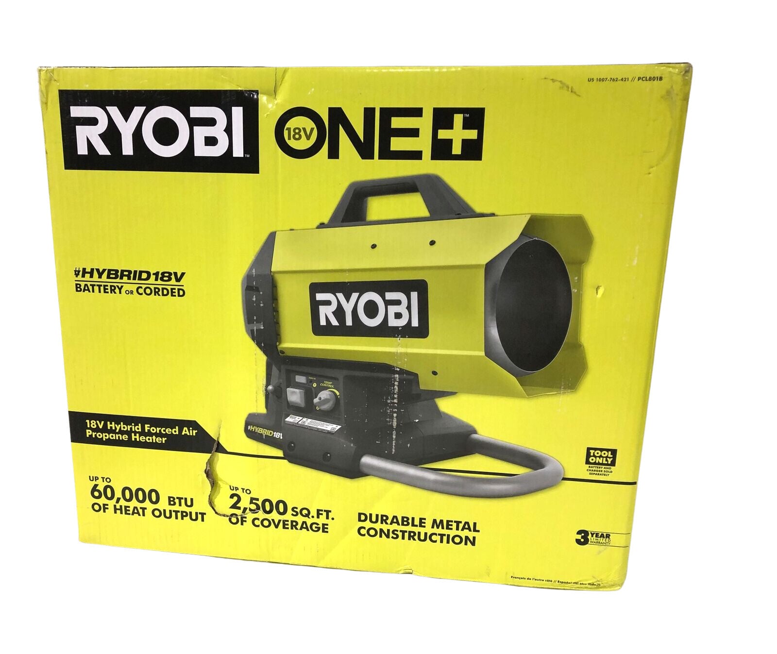 Ryobi PCL801B ONE+  Cordless Hybrid Forced Air Propane Heater (Tool Only)